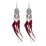 Bohemian Earrings Long Tassel Retro Feather Earrings Ethnic Style Jewelry 0 - Tophatter Daily Deals