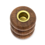 Walnut Ribbed Wooden Candlestick | Rustic Candle Holder for Taper Candles - 7cm Candlestick - Tophatter Daily Deals