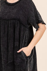 Culture Code Full Size Short Sleeve Babydoll Texture Dress with Pockets Casual Dresses - Tophatter Daily Deals