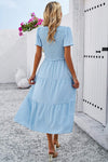 Swiss Dot Short Sleeve Smocked Dress Casual Dresses - Tophatter Daily Deals