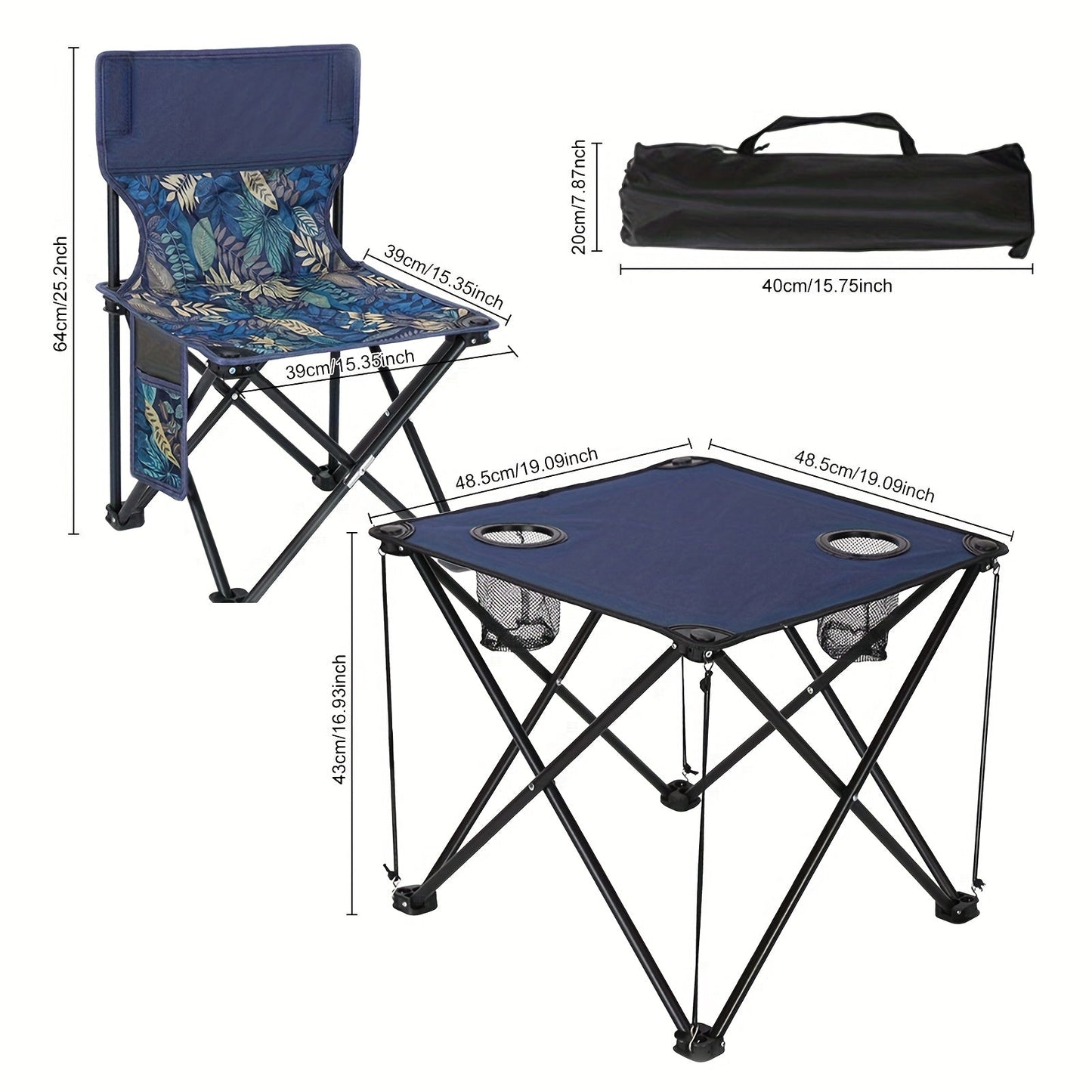 Outdoor Folding Table and Chairs Set (3pcs) Camping & Hiking - Tophatter Daily Deals
