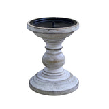 Traditional Wooden Candlestick - Handcrafted Wood Candle Stick Holder - Whitewashed Candlestick - Tophatter Daily Deals