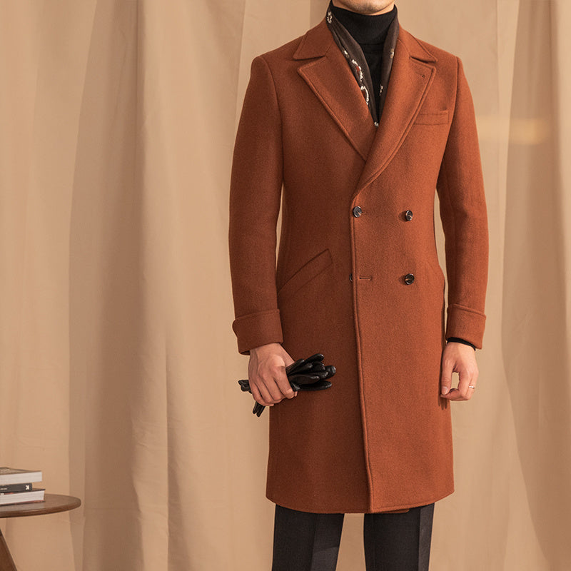 Warm Mens Overcoat - Double-Breasted Midlength Wool Winter 3D Changing Face Moving Picture Frame - Tophatter Daily Deals
