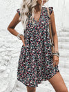 Printed V-Neck Cap Sleeve Mini Dress Casual Dresses - Tophatter Daily Deals