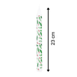 Holly Red Berries Dinner Candle | Tall Unscented Taper Christmas Candle - 23cm Candle - Tophatter Daily Deals