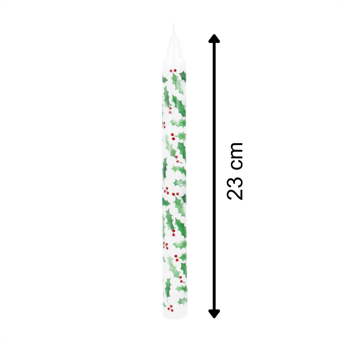 Holly Red Berries Dinner Candle | Tall Unscented Taper Christmas Candle - 23cm Candle - Tophatter Daily Deals