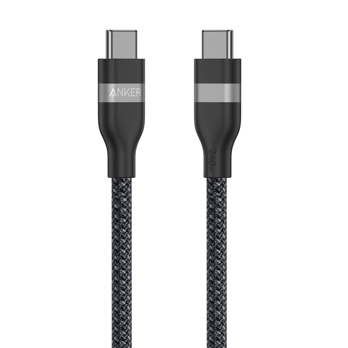 Anker USB-C to USB-C Cable (3 ft / 6 ft, 240W, Upcycled-Braided) 3 ft Black Batteries & Power Accessories - Tophatter Daily Deals