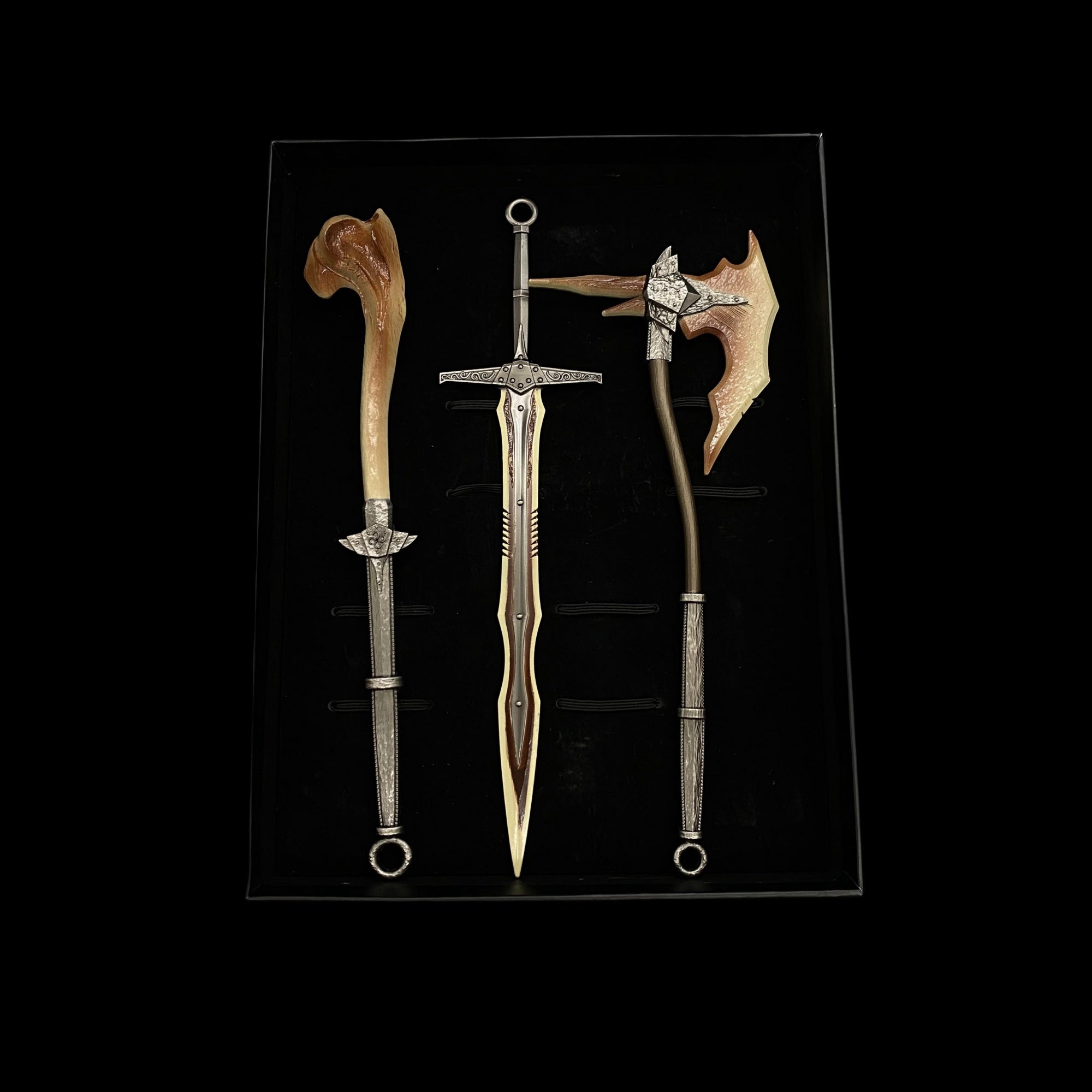 1/6 Scale Skyrim Dragon Bone Weapon Metal Miniatures 3 in 1 Pack - Tophatter Daily Deals
