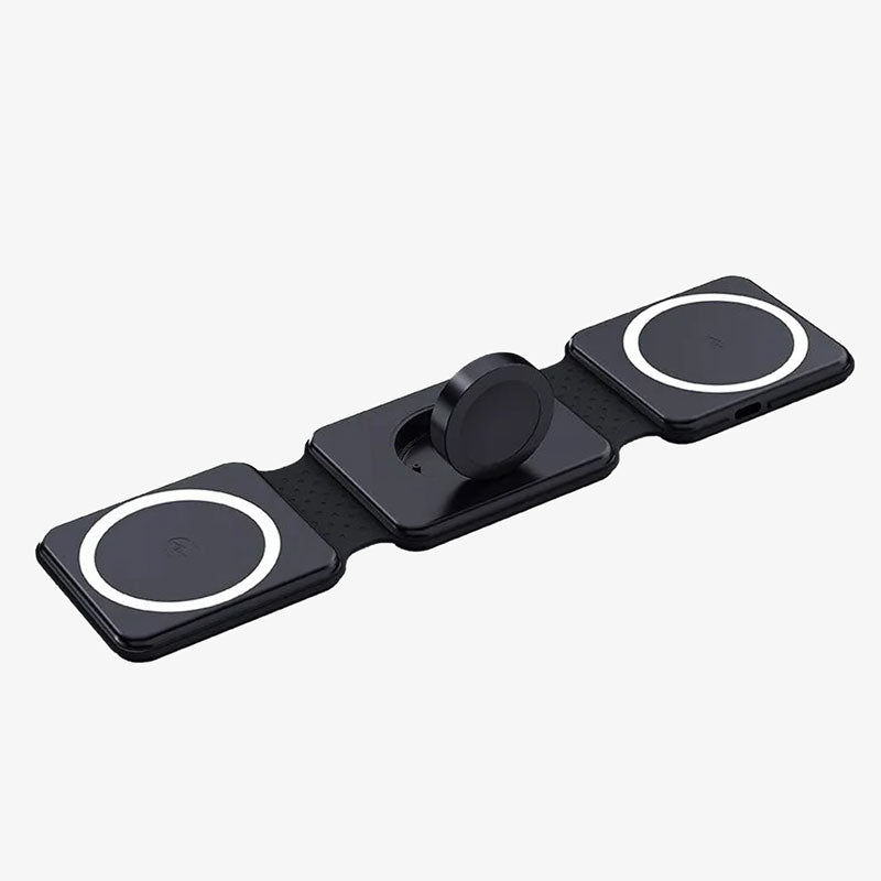 3 In 1 Foldable Charging Station Portable Travel Dock Black - Tophatter Daily Deals