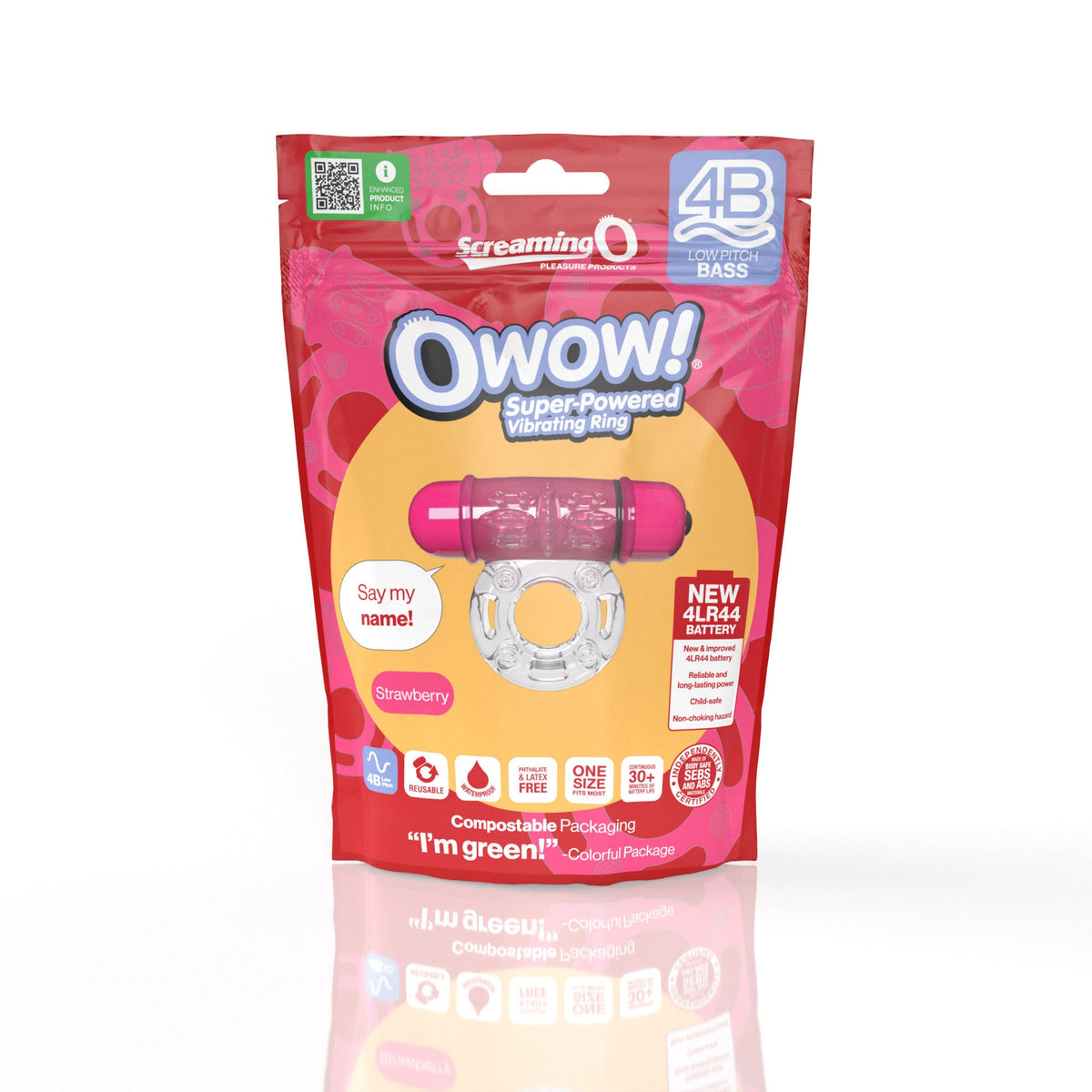 Owow 4B Low Pitch Bass (Strawberry) > Cock Ring > Vibrating - Tophatter Daily Deals