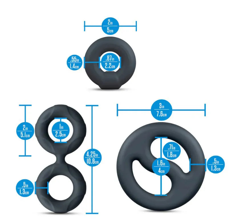 Performance Plus Throttle (Black) – Versatile 3-Ring Set Cock and Ball Stretcher > Cock Ring > Sets - Tophatter Daily Deals