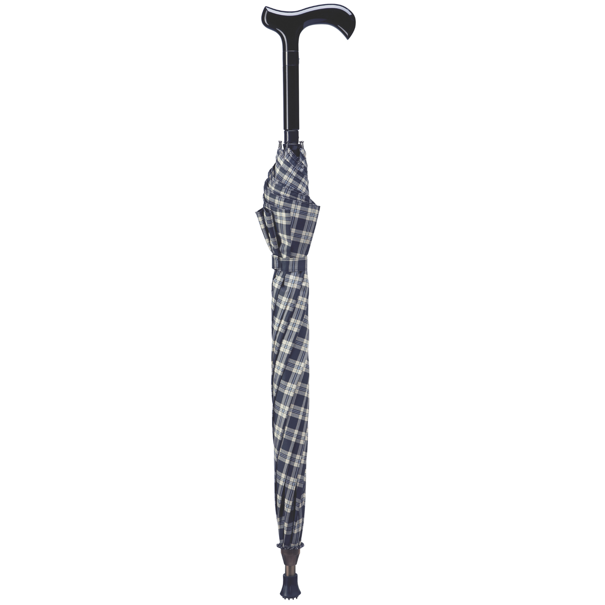Cane Umbrella - Blue and Black Plaid - Tophatter Daily Deals