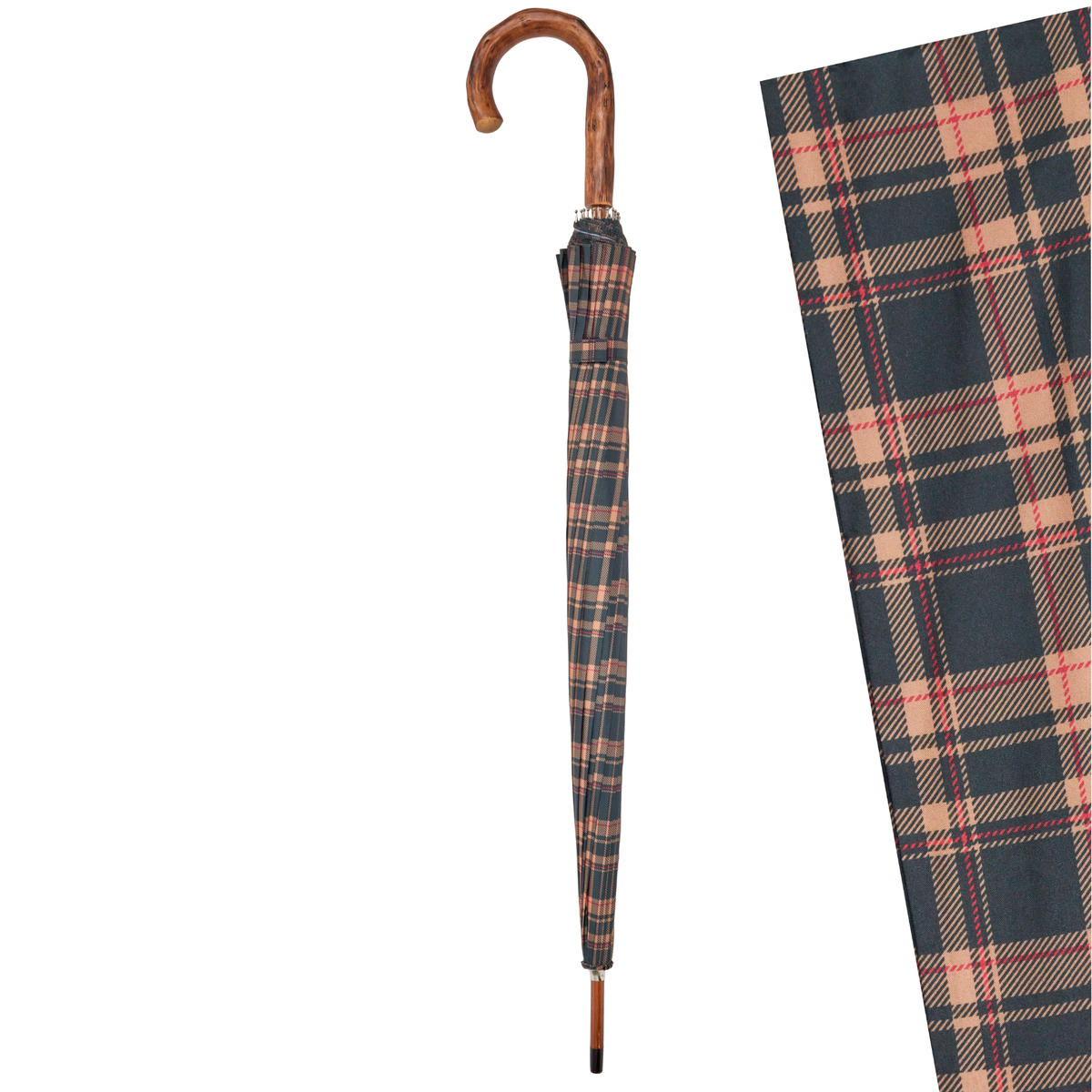 Highland Tartan Umbrella with Congo Crook Handle - 27 Canopy, 16 Ribs - Tophatter Daily Deals