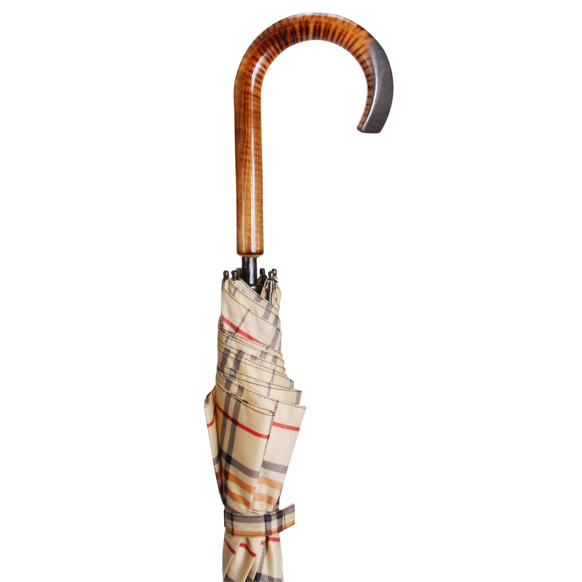 Tartans Classic Tan Tartan Maple Crook Handle Umbrella - 27 Canopy - Tophatter Daily Deals