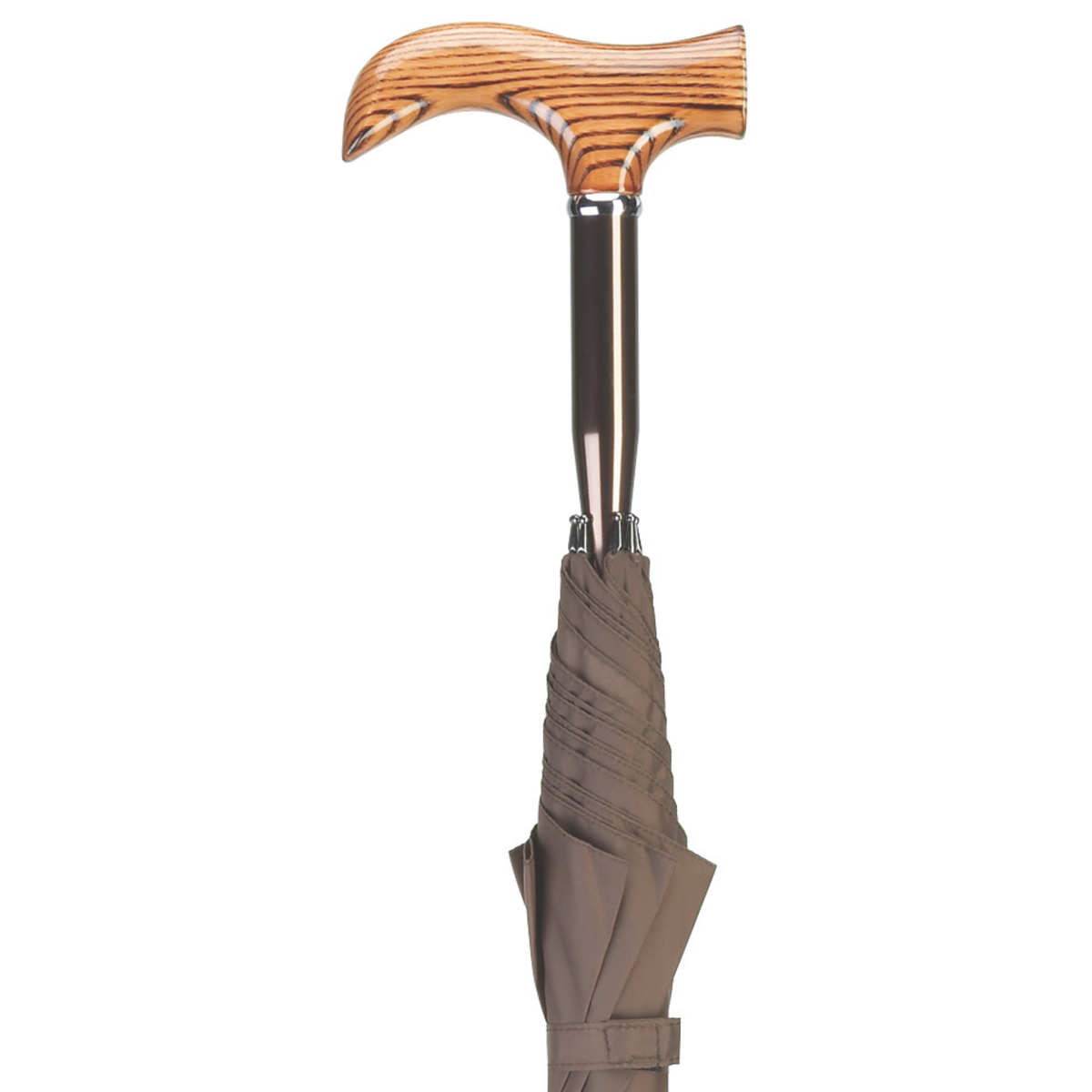 Elegant Wood Grain Derby Cane Umbrella with Nylon Canopy & Cover Brown - Tophatter Daily Deals