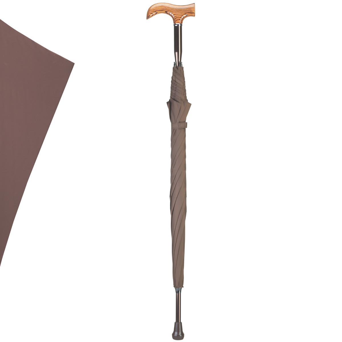 Elegant Wood Grain Derby Cane Umbrella with Nylon Canopy & Cover - Tophatter Daily Deals