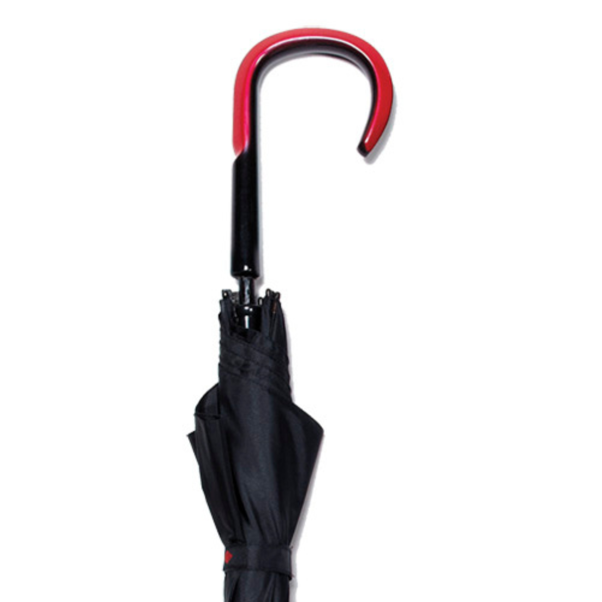 Sculpted Crook Handle Umbrella All Black Red Sculpted Handle - Tophatter Daily Deals