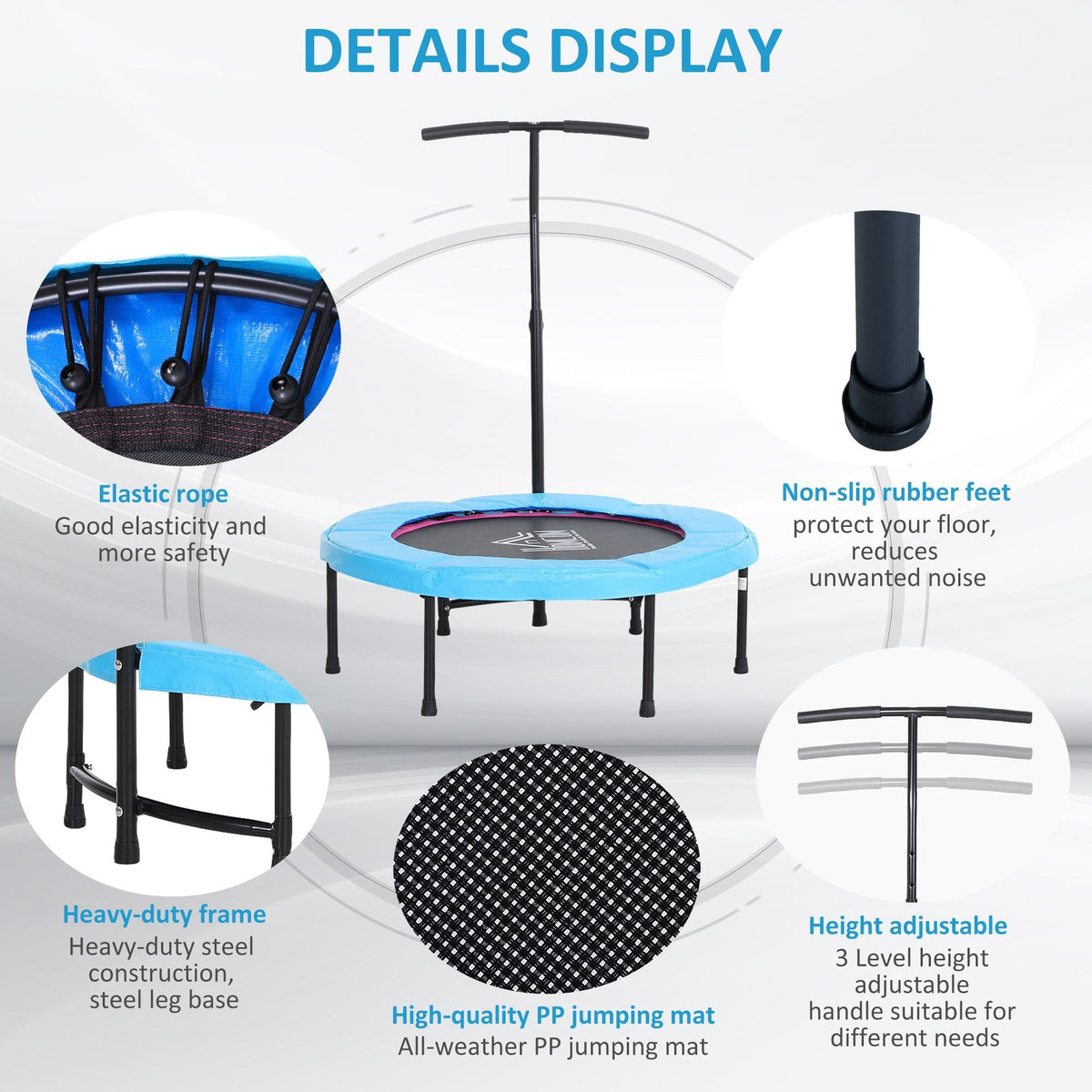 Mini Trampoline With Handle - 40'' Mini Trampoline, Rebounder Jumper w/ Handle Fitness - Tophatter Daily Deals