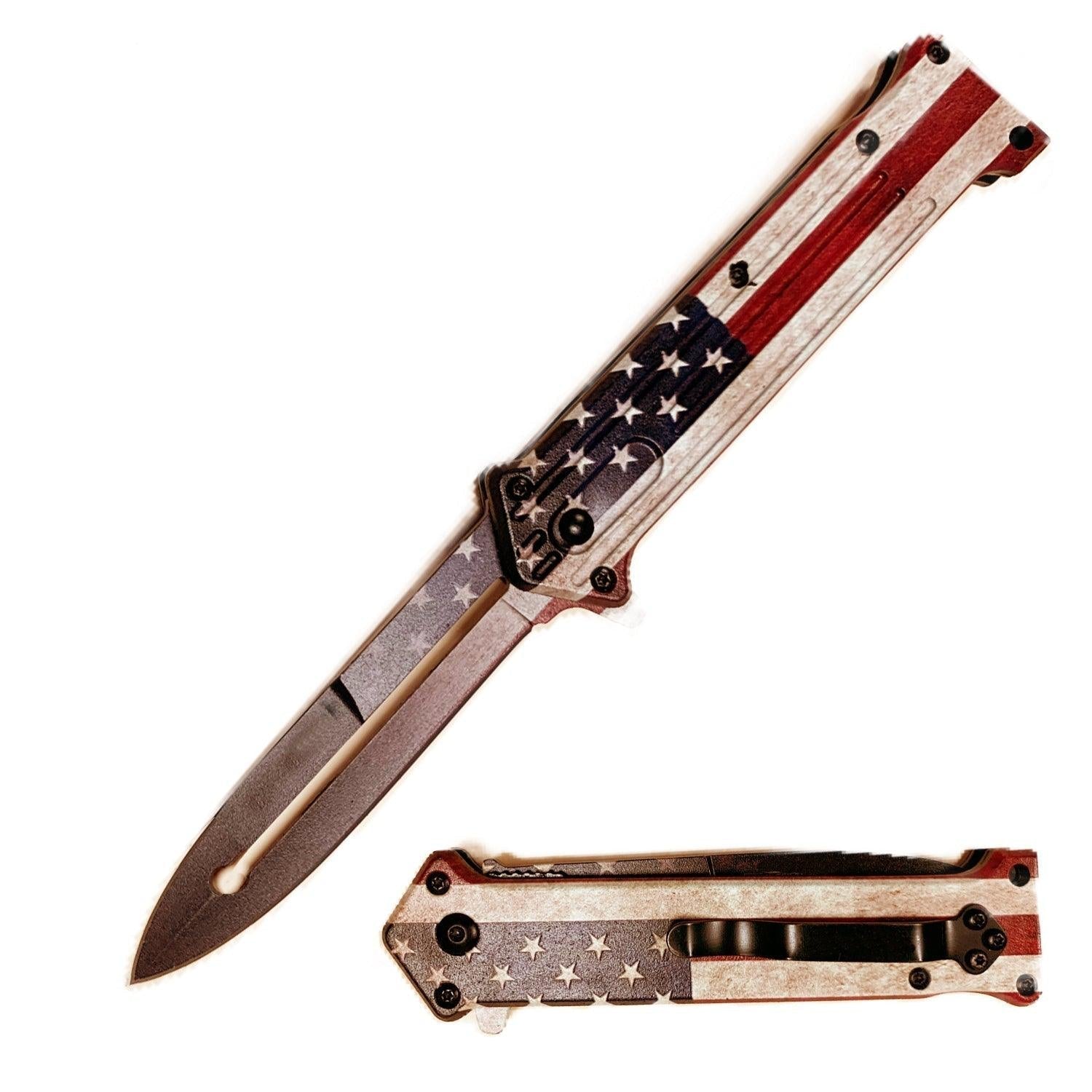 4.5 Inch Joker Folder Knife with State Flag Handle - Tophatter Daily Deals
