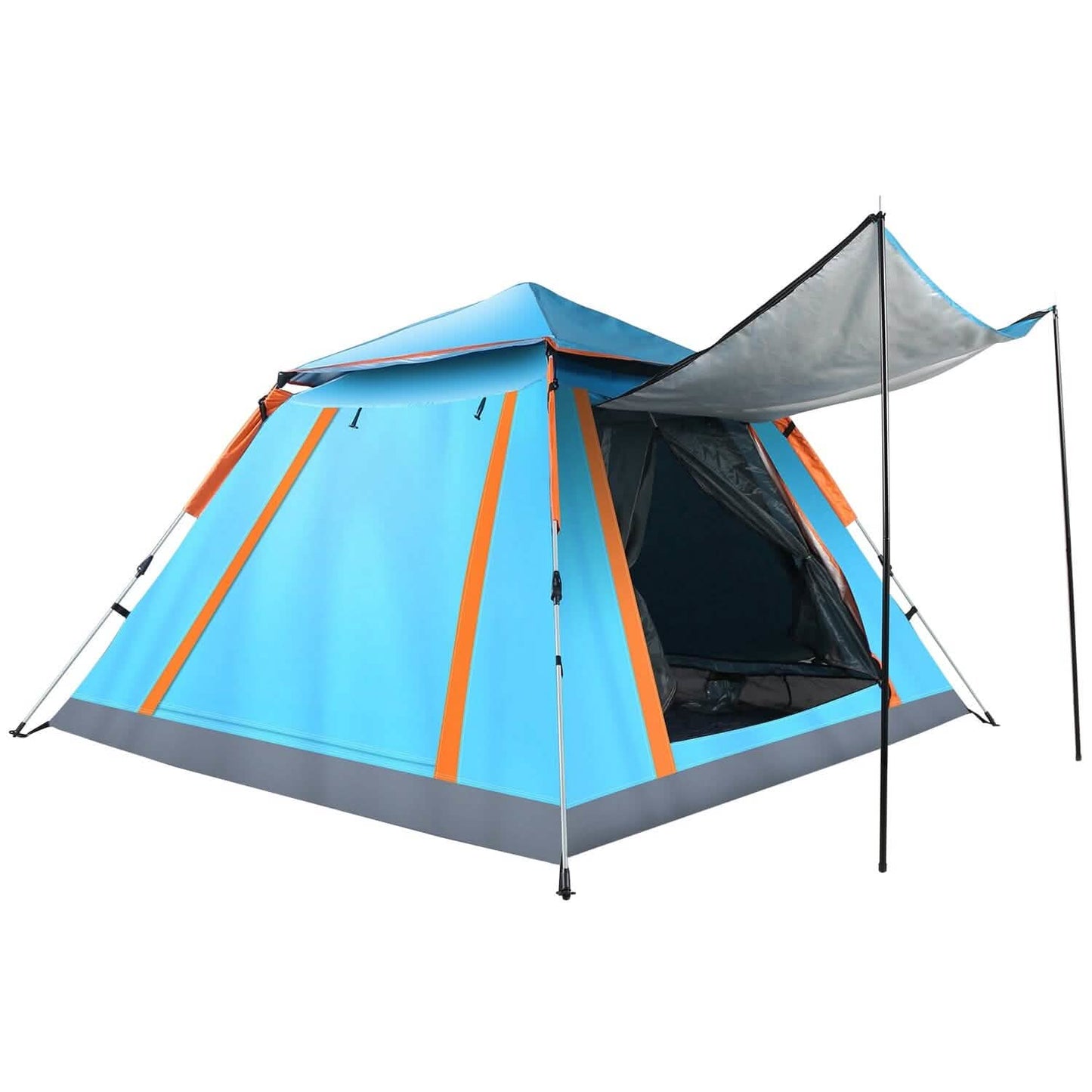 4-5 Person Camping Tent Outdoor Foldable Waterproof Tent Blue Outdoor Recreation - Tophatter Daily Deals