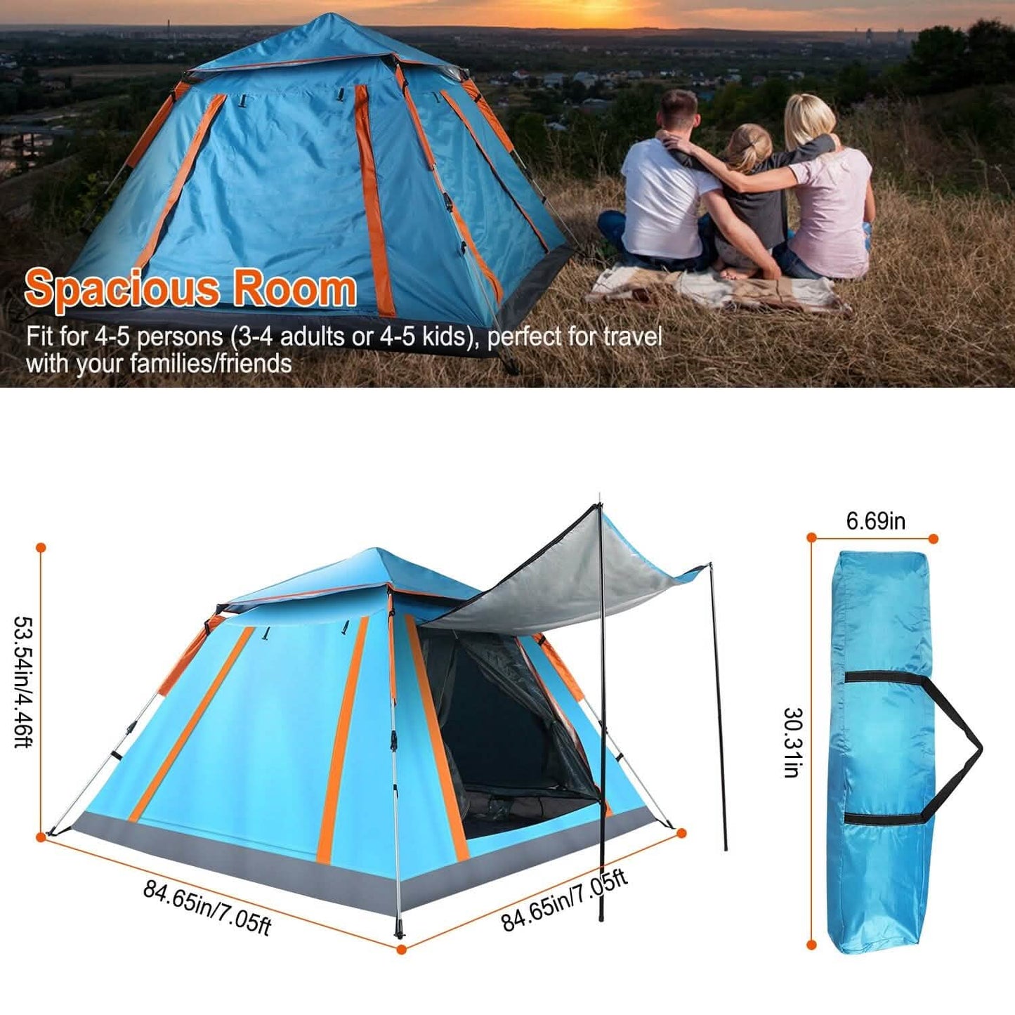 4-5 Person Camping Tent Outdoor Foldable Waterproof Tent Outdoor Recreation - Tophatter Daily Deals