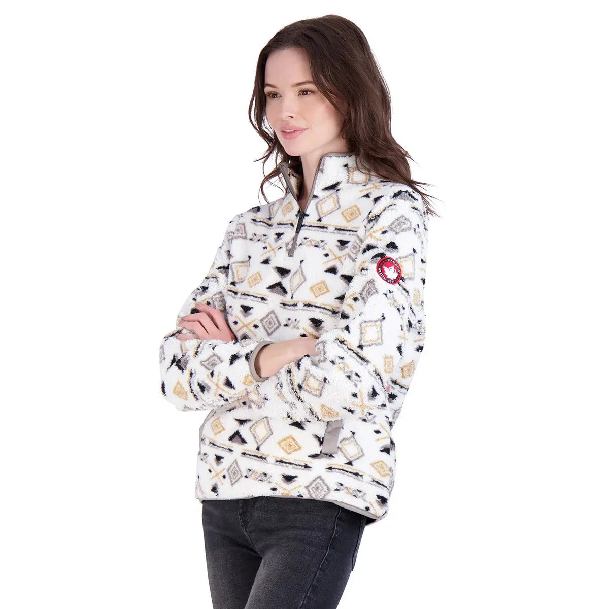 Canada Weather Gear Women's 1/4 Zip Aztec Printed Sherpa Fleece & Sherpa - Tophatter Daily Deals