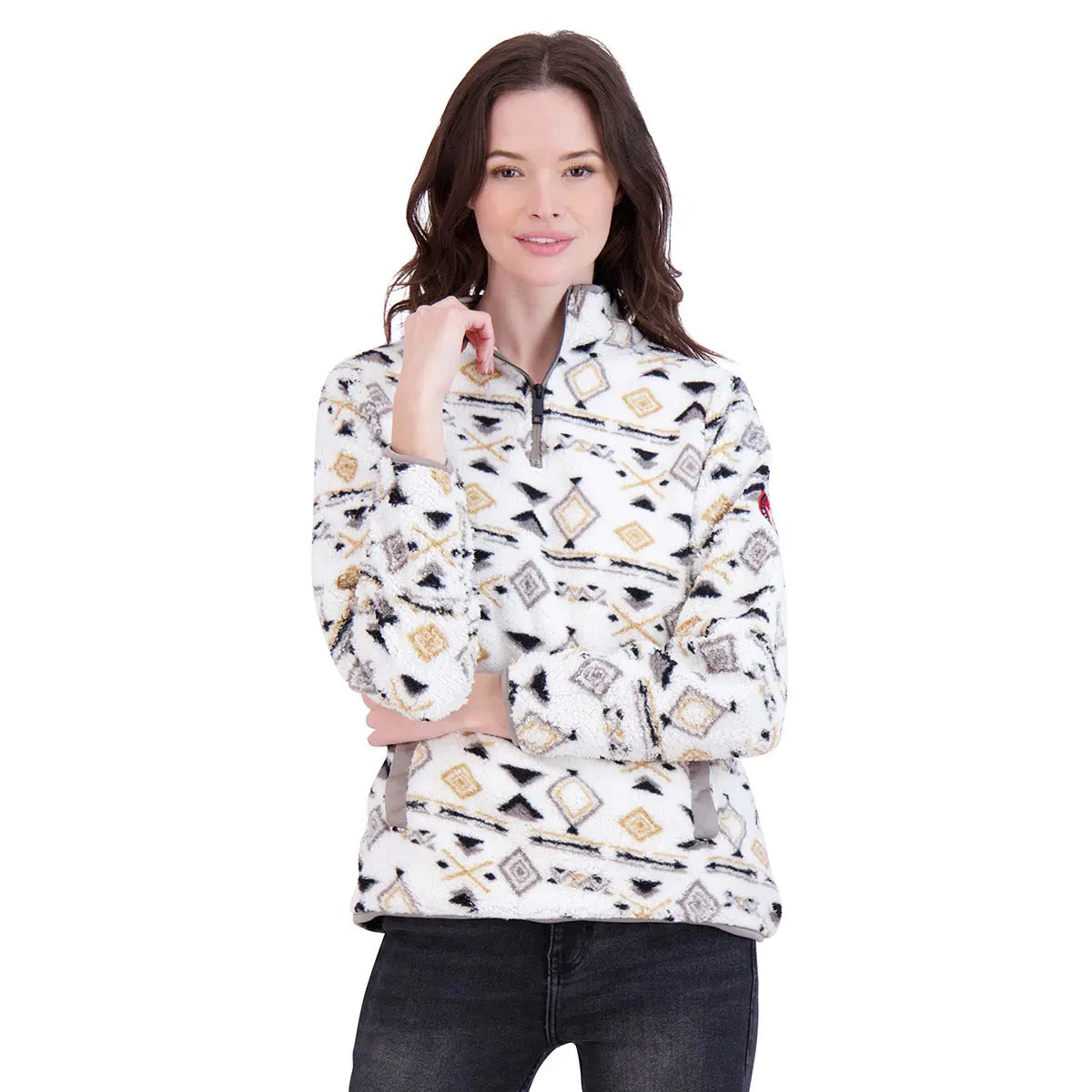 Canada Weather Gear Women's 1/4 Zip Aztec Printed Sherpa Fleece & Sherpa - Tophatter Daily Deals