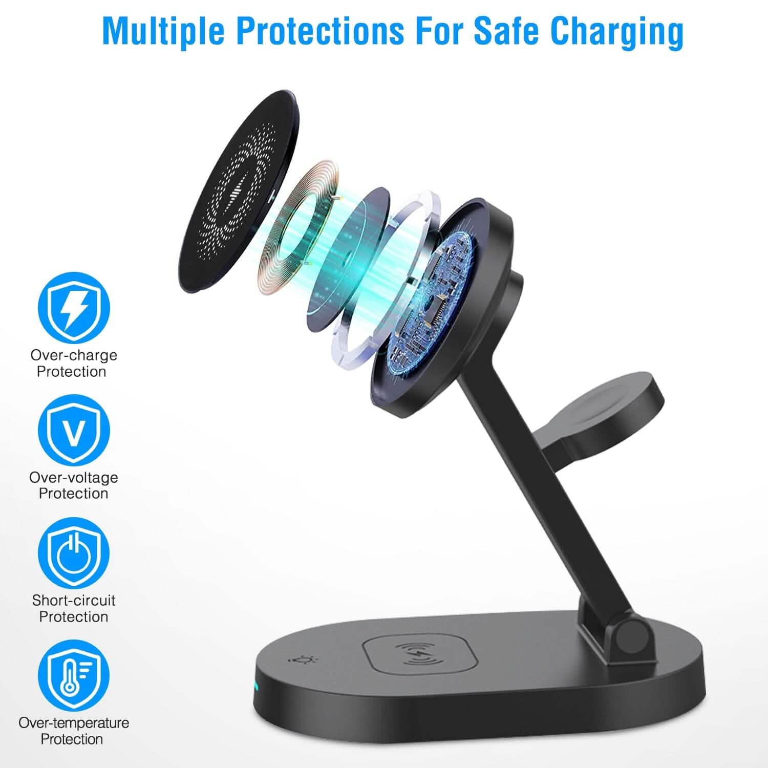 4-in-1 15W Foldable Magnetic Wireless Charging Station Mobile Accessories - Tophatter Daily Deals