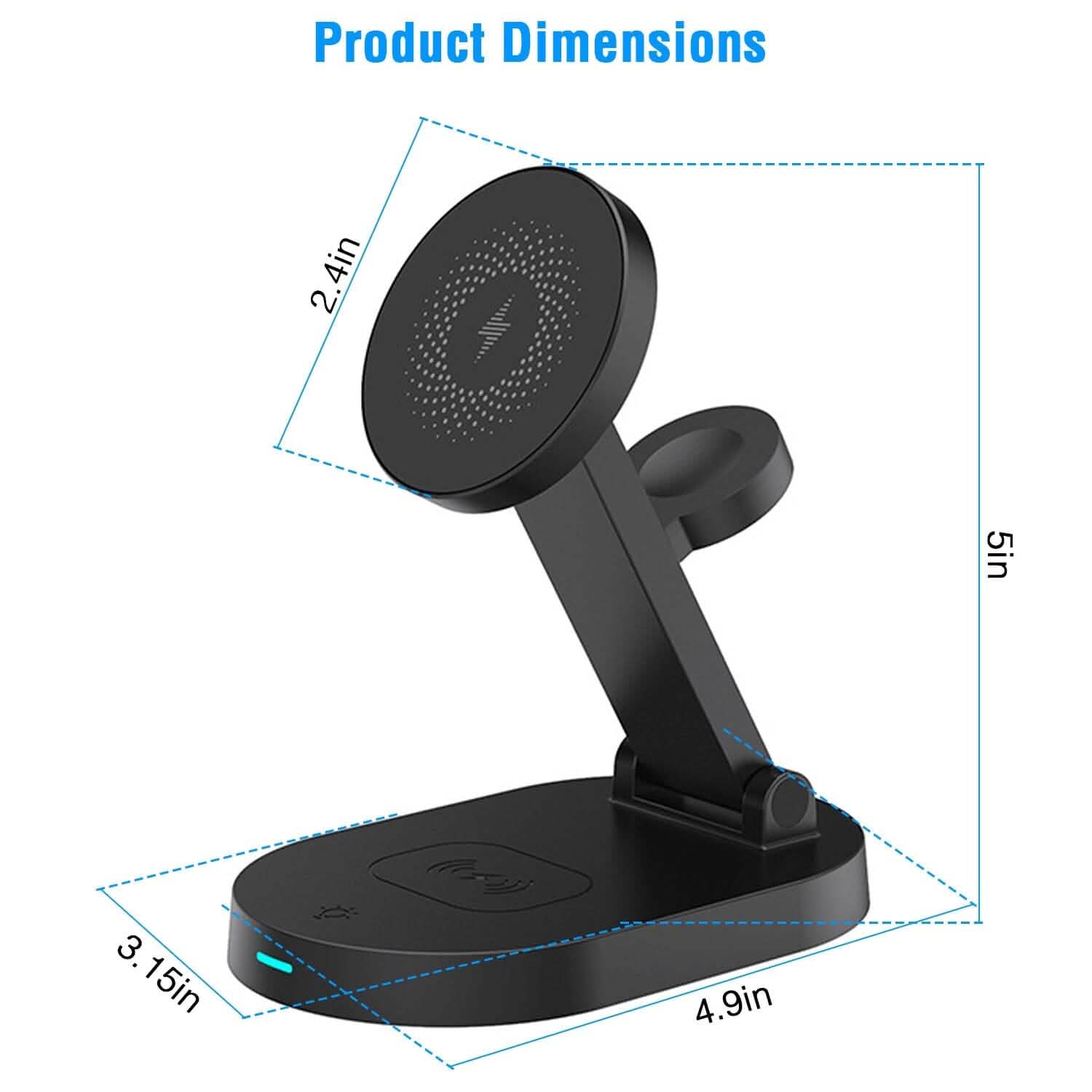 4-in-1 15W Foldable Magnetic Wireless Charging Station Mobile Accessories - Tophatter Daily Deals