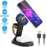4-in-1 15W Foldable Magnetic Wireless Charging Station Mobile Accessories - Tophatter Daily Deals