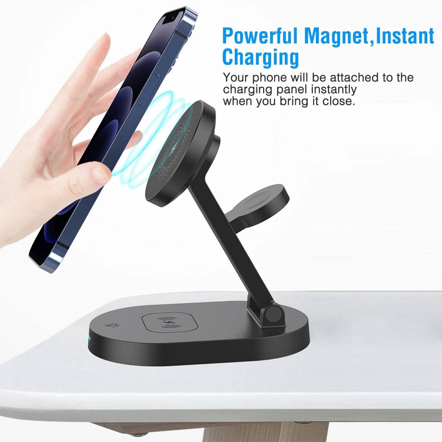 4-in-1 15W Foldable Magnetic Wireless Charging Station Mobile Accessories - Tophatter Daily Deals