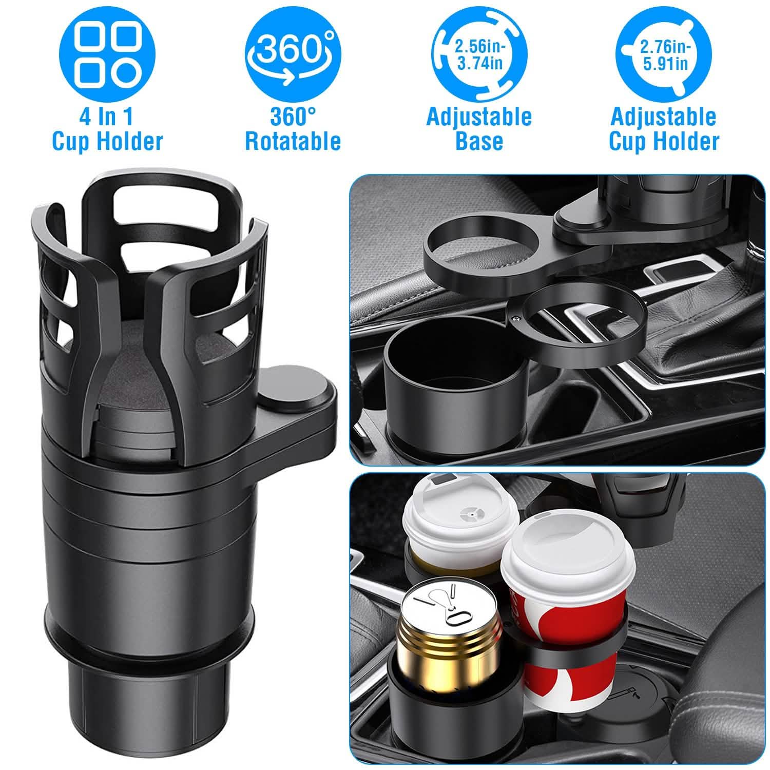 4-in-1 Car Cup Holder Automotive - Tophatter Daily Deals