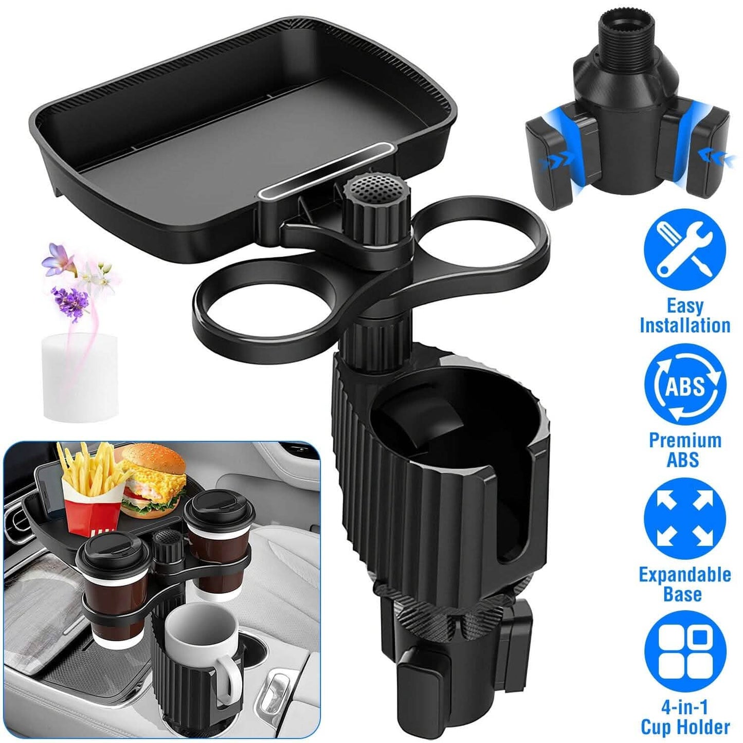 4-in-1 Car Cup Holder Tray Food Table Automotive - Tophatter Daily Deals