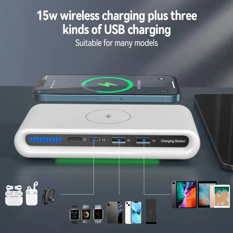 4-in-1 Charger 15W Portable Wireless Charger Charging Station - Tophatter Daily Deals