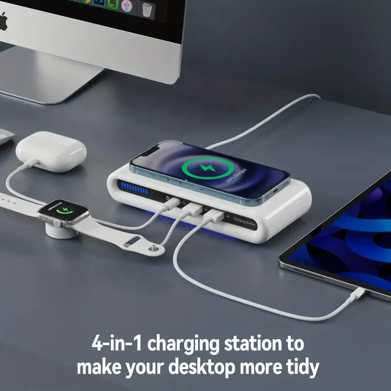 4-in-1 Charger 15W Portable Wireless Charger Charging Station - Tophatter Daily Deals