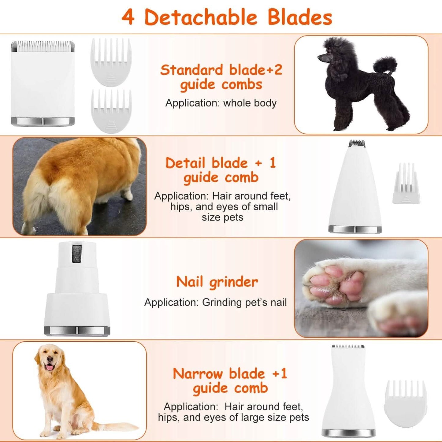 4-in-1 Electric Pet Dog Cat Grooming Kit Cordless Rechargeable Pet Supplies - Tophatter Daily Deals