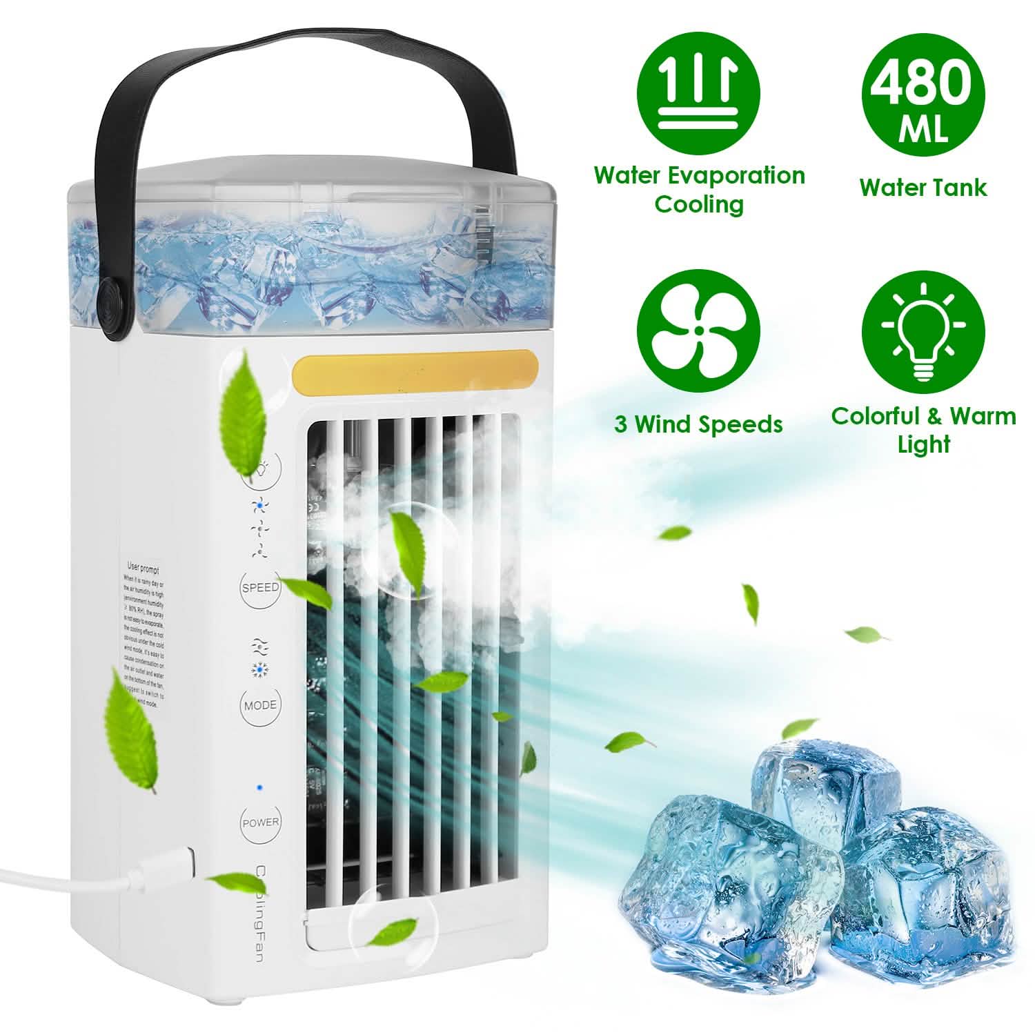 4-in-1 Evaporative Air Cooler Water Mist Cooling Fan Household Appliances - Tophatter Daily Deals
