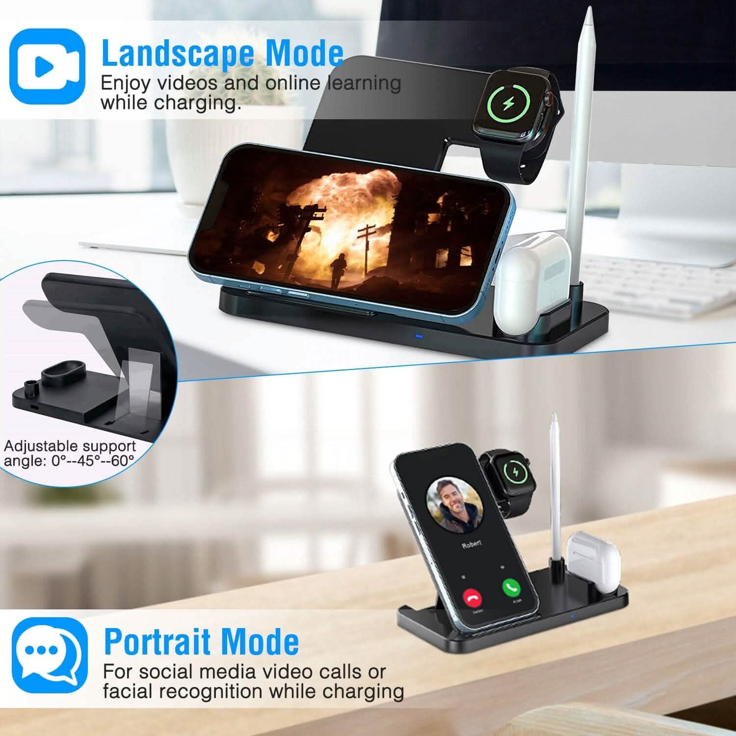 4-in-1 Foldable Wireless Charger Mobile Accessories - Tophatter Daily Deals