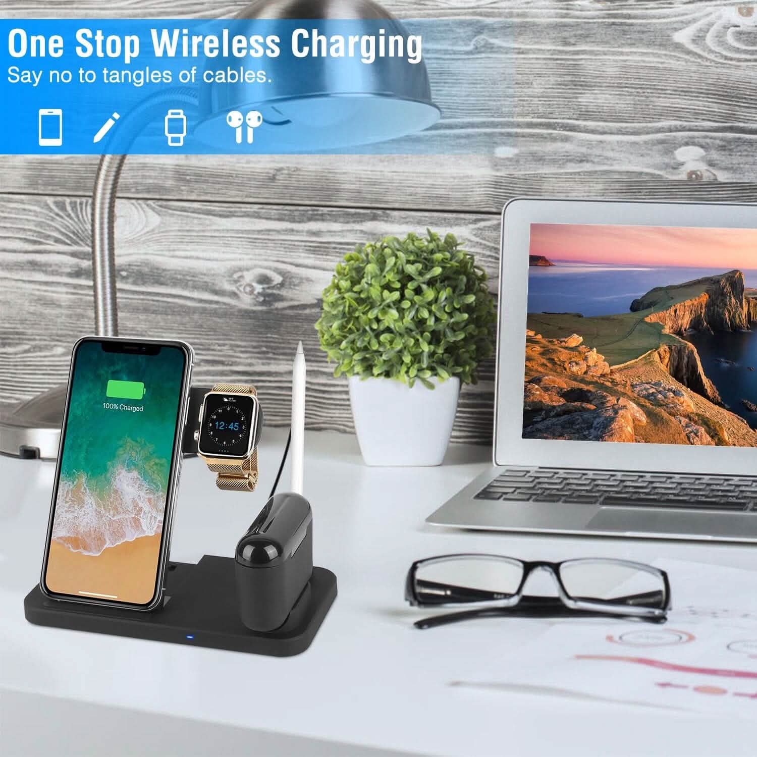 4-in-1 Foldable Wireless Charger Mobile Accessories - Tophatter Daily Deals