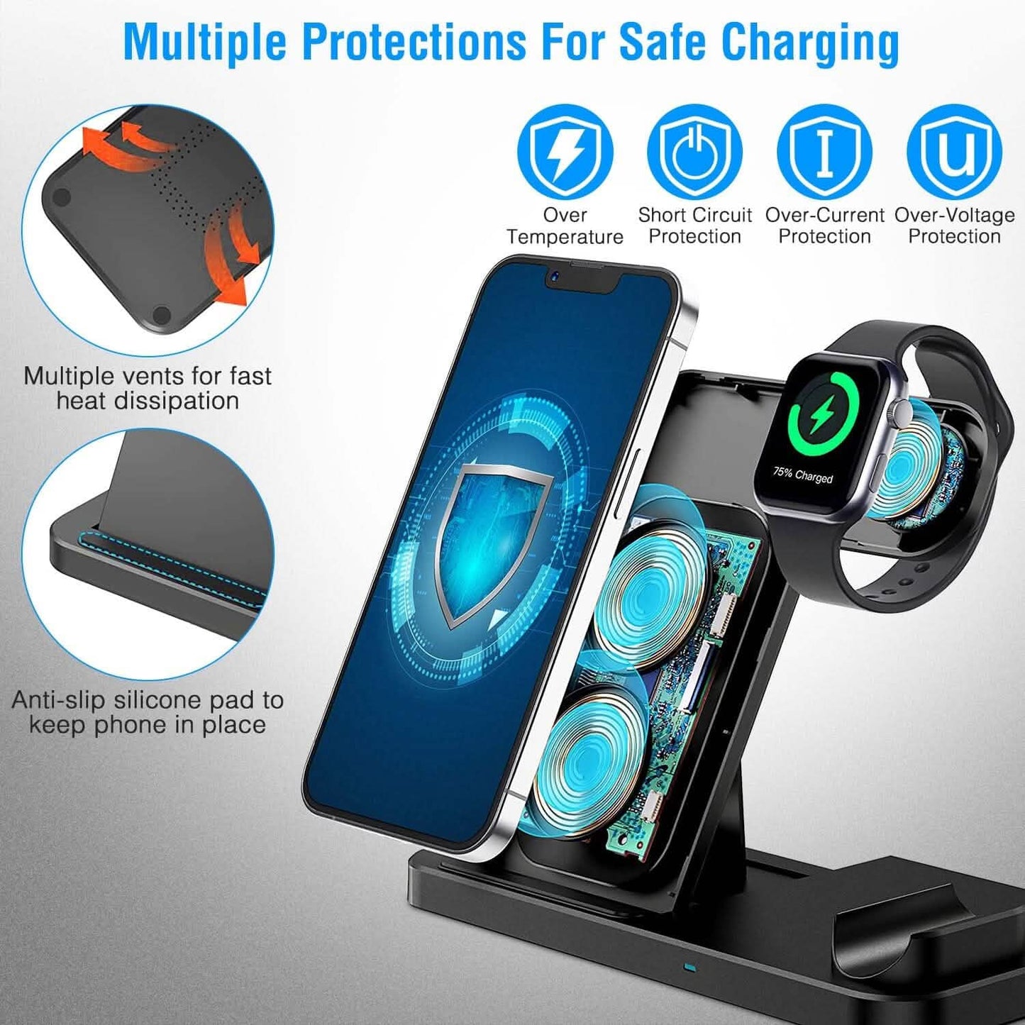 4-in-1 Foldable Wireless Charger Mobile Accessories - Tophatter Daily Deals