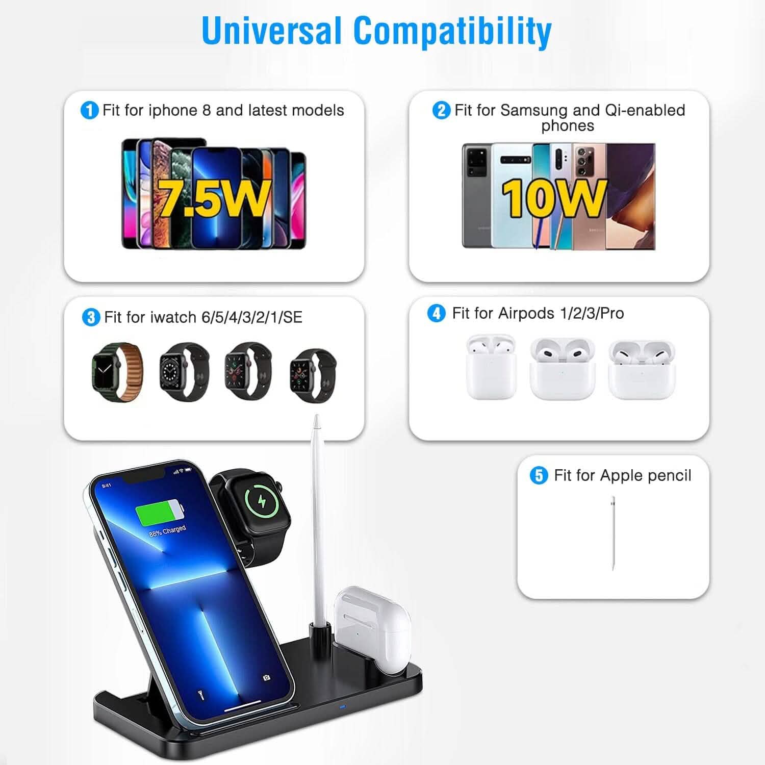 4-in-1 Foldable Wireless Charger Mobile Accessories - Tophatter Daily Deals