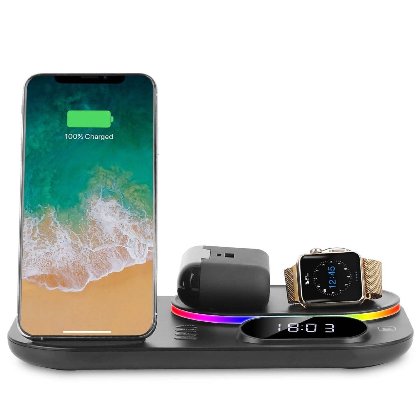 4-in-1 Foldable Wireless Charging Station Stand Dock Mobile Accessories - Tophatter Daily Deals