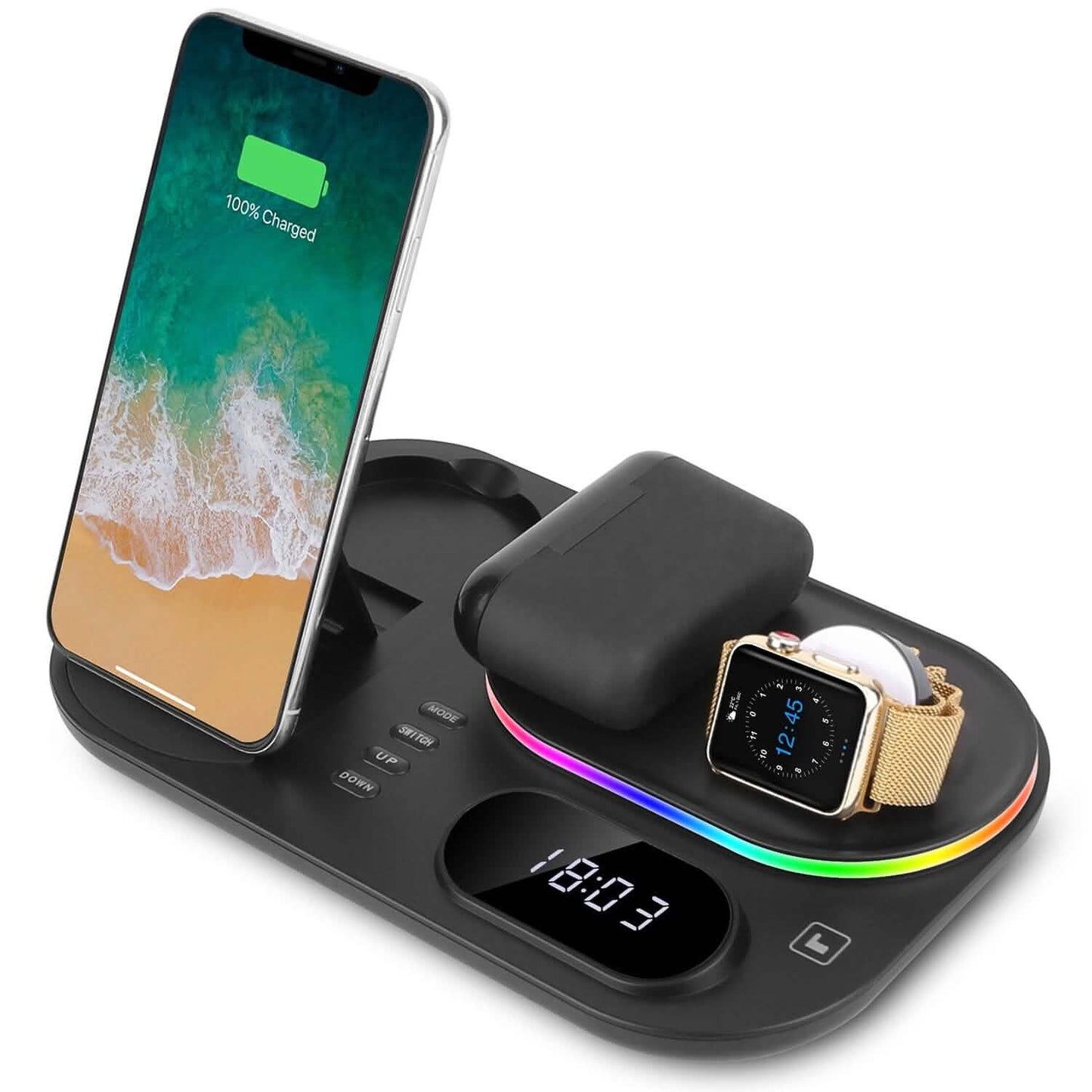 4-in-1 Foldable Wireless Charging Station Stand Dock Mobile Accessories - Tophatter Daily Deals