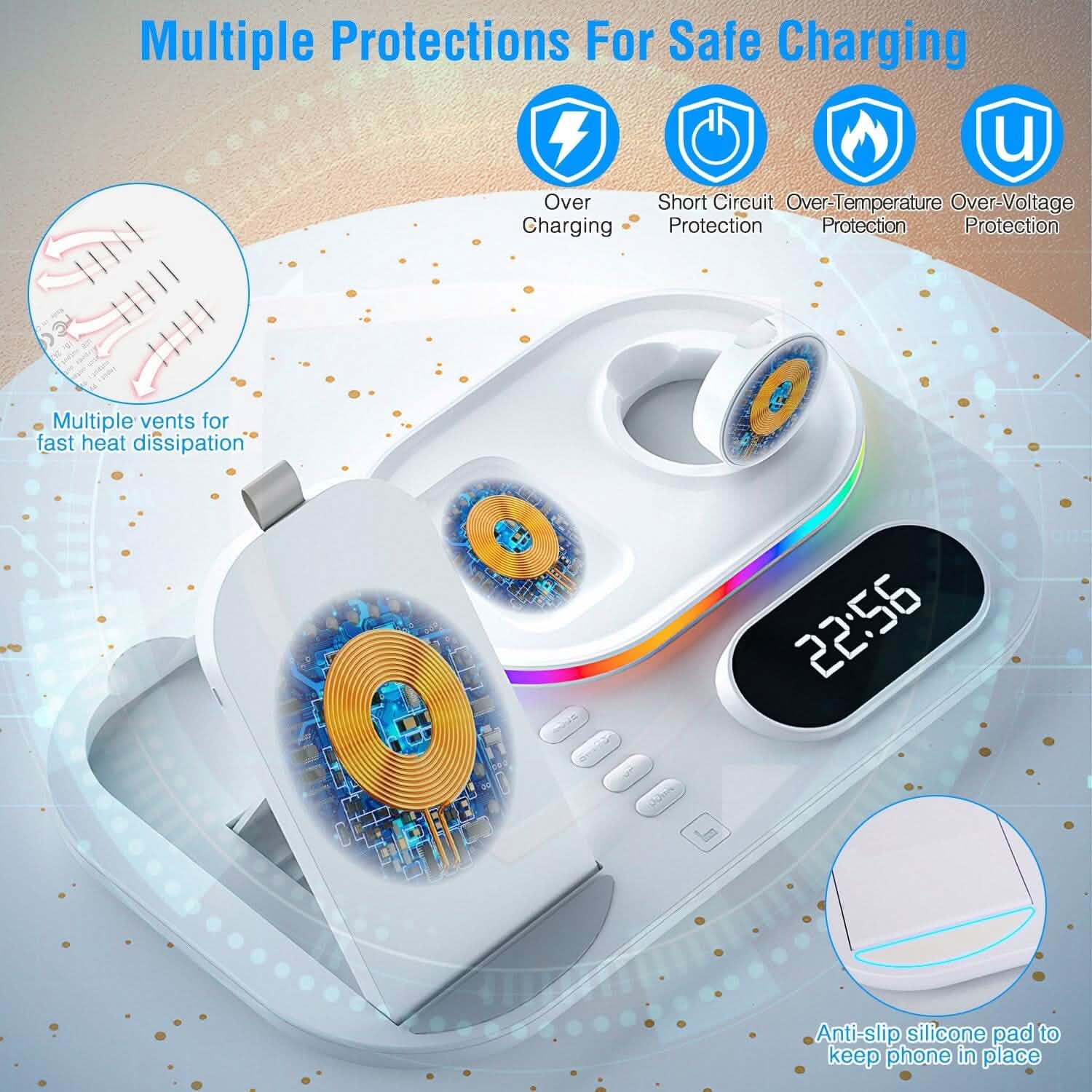 4-in-1 Foldable Wireless Charging Station Stand Dock Mobile Accessories - Tophatter Daily Deals