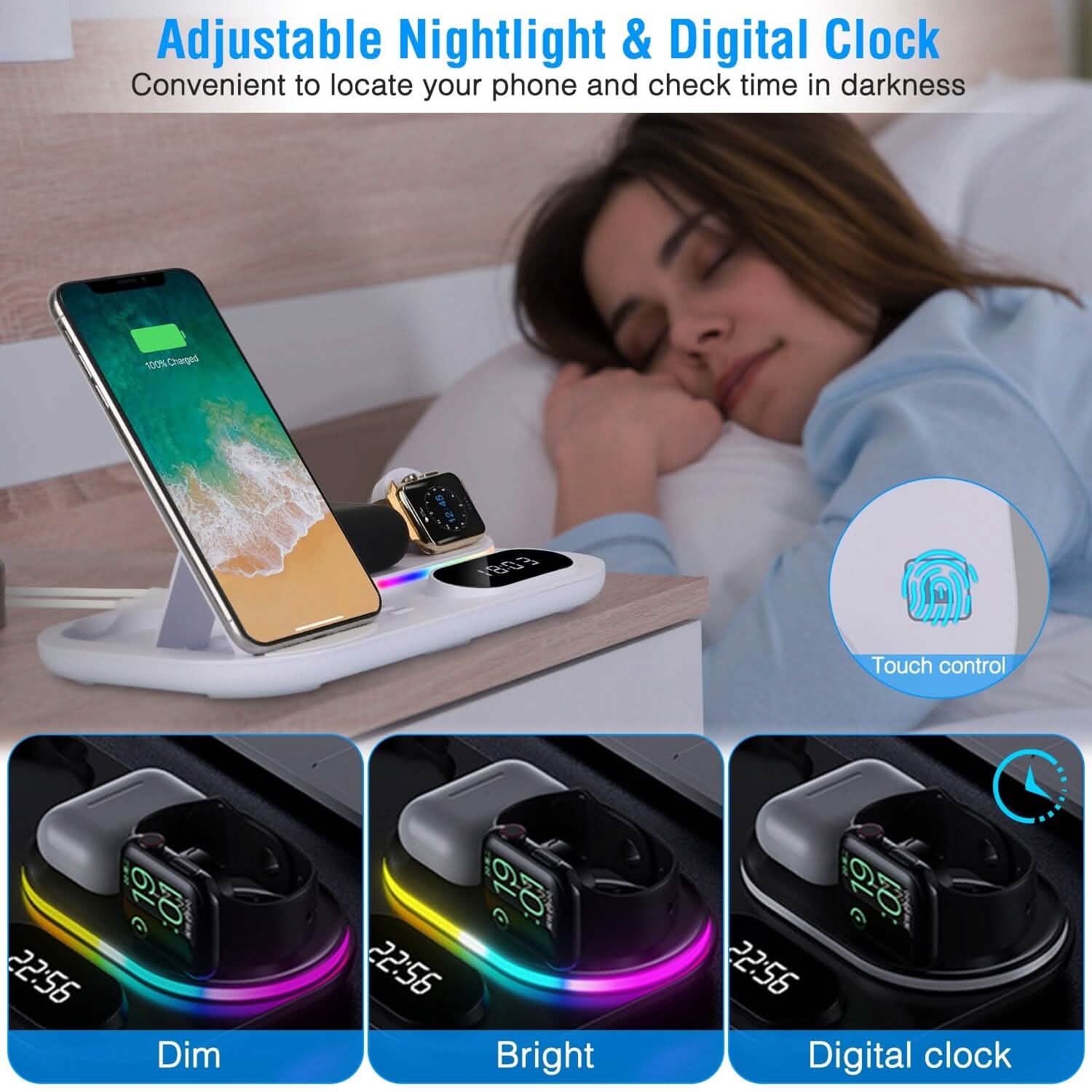 4-in-1 Foldable Wireless Charging Station Stand Dock Mobile Accessories - Tophatter Daily Deals