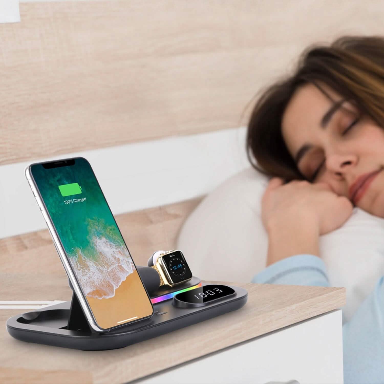 4-in-1 Foldable Wireless Charging Station Stand Dock Mobile Accessories - Tophatter Daily Deals