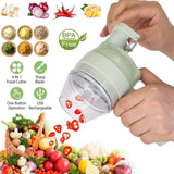 4-in-1 Handheld Electric Vegetable Chopper, Grinder, Slicer and Dicer Kitchen Tools & Gadgets - Tophatter Daily Deals