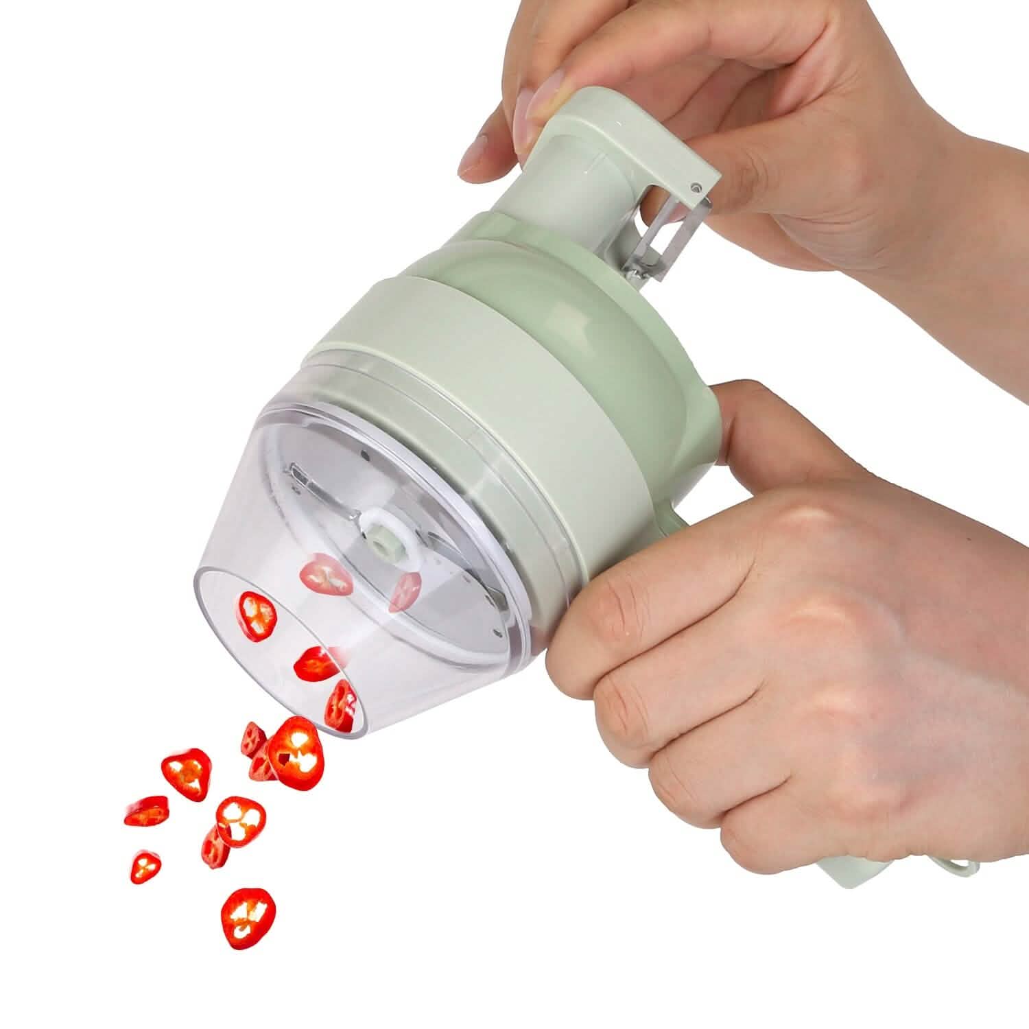4-in-1 Handheld Electric Vegetable Chopper, Grinder, Slicer and Dicer Kitchen Tools & Gadgets - Tophatter Daily Deals