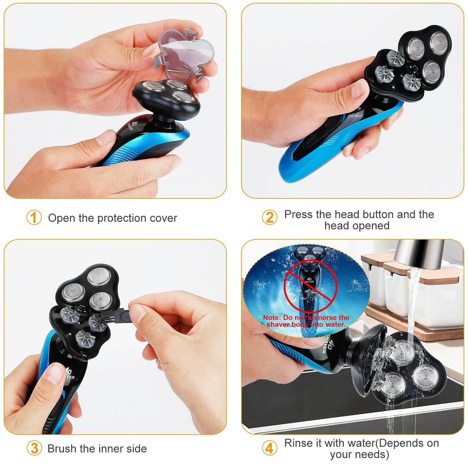 4-in-1 IPX7 Waterproof Beard Trimmer Cordless Razor for Men Men's Grooming - Tophatter Daily Deals