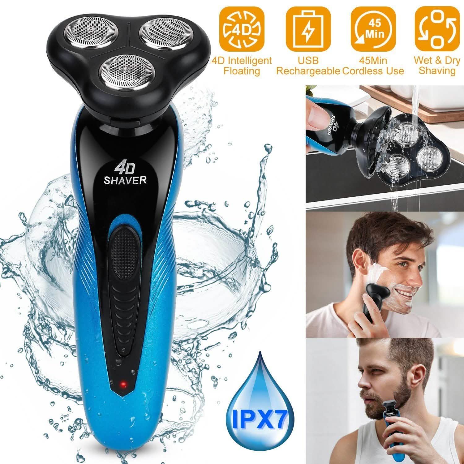 4-in-1 IPX7 Waterproof Beard Trimmer Cordless Razor for Men Men's Grooming - Tophatter Daily Deals